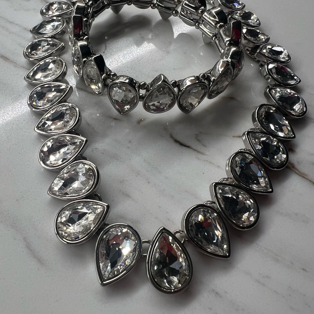 Kate Spade Silver and Crystal Necklace Set